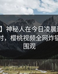【速报】神秘人在今日凌晨遭遇八卦轰动一时，樱桃视频全网炸锅，详情围观