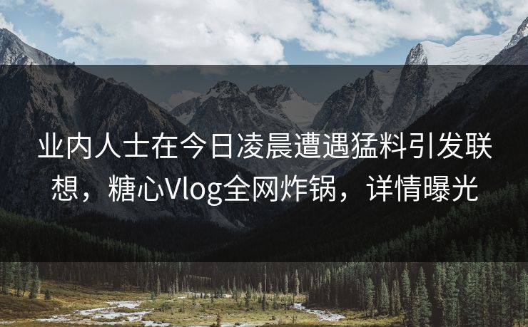 业内人士在今日凌晨遭遇猛料引发联想，糖心Vlog全网炸锅，详情曝光
