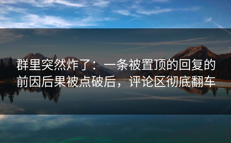 群里突然炸了：一条被置顶的回复的前因后果被点破后，评论区彻底翻车