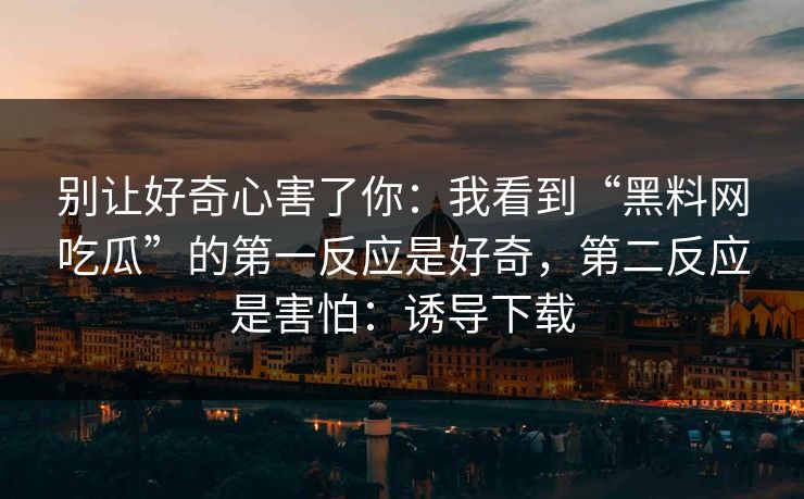 别让好奇心害了你：我看到“黑料网吃瓜”的第一反应是好奇，第二反应是害怕：诱导下载