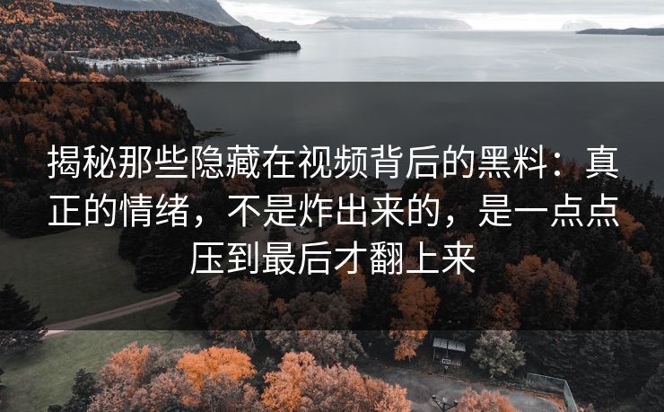揭秘那些隐藏在视频背后的黑料:真正的情绪,不是炸出来的,是一点点压到最后才翻上来 揭秘那些隐藏在视频背后的黑料:真正的情绪,不是炸出来的,是一点点压到最后才翻上来